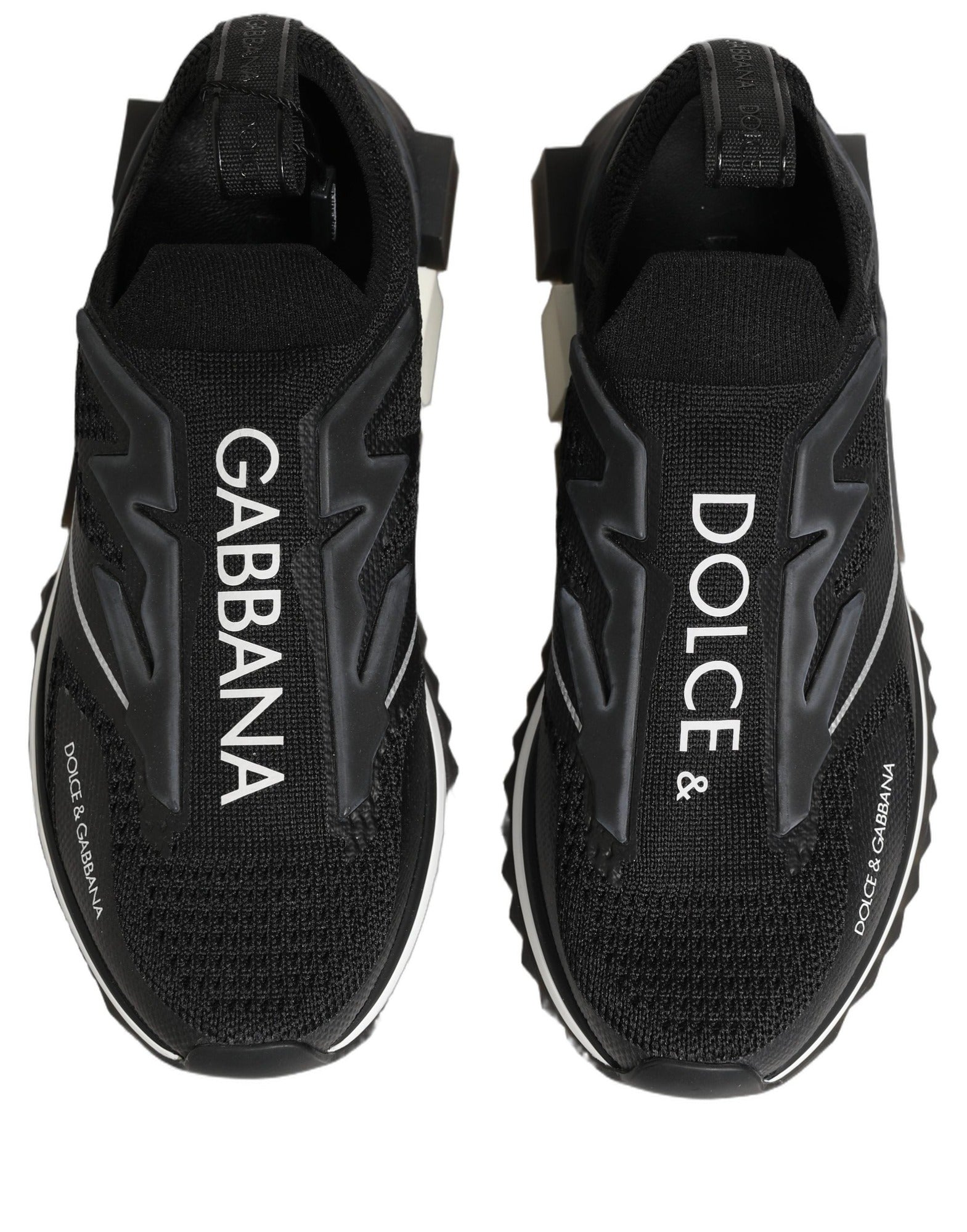 Dolce & Gabbana Black White Sorrento Slip-On Logo Sneakers