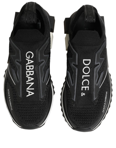 Dolce & Gabbana Black White Sorrento Slip-On Logo Sneakers