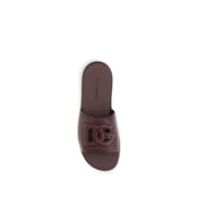 Dolce & Gabbana Brown Calf Leather Bos Taurus Flat Sandals
