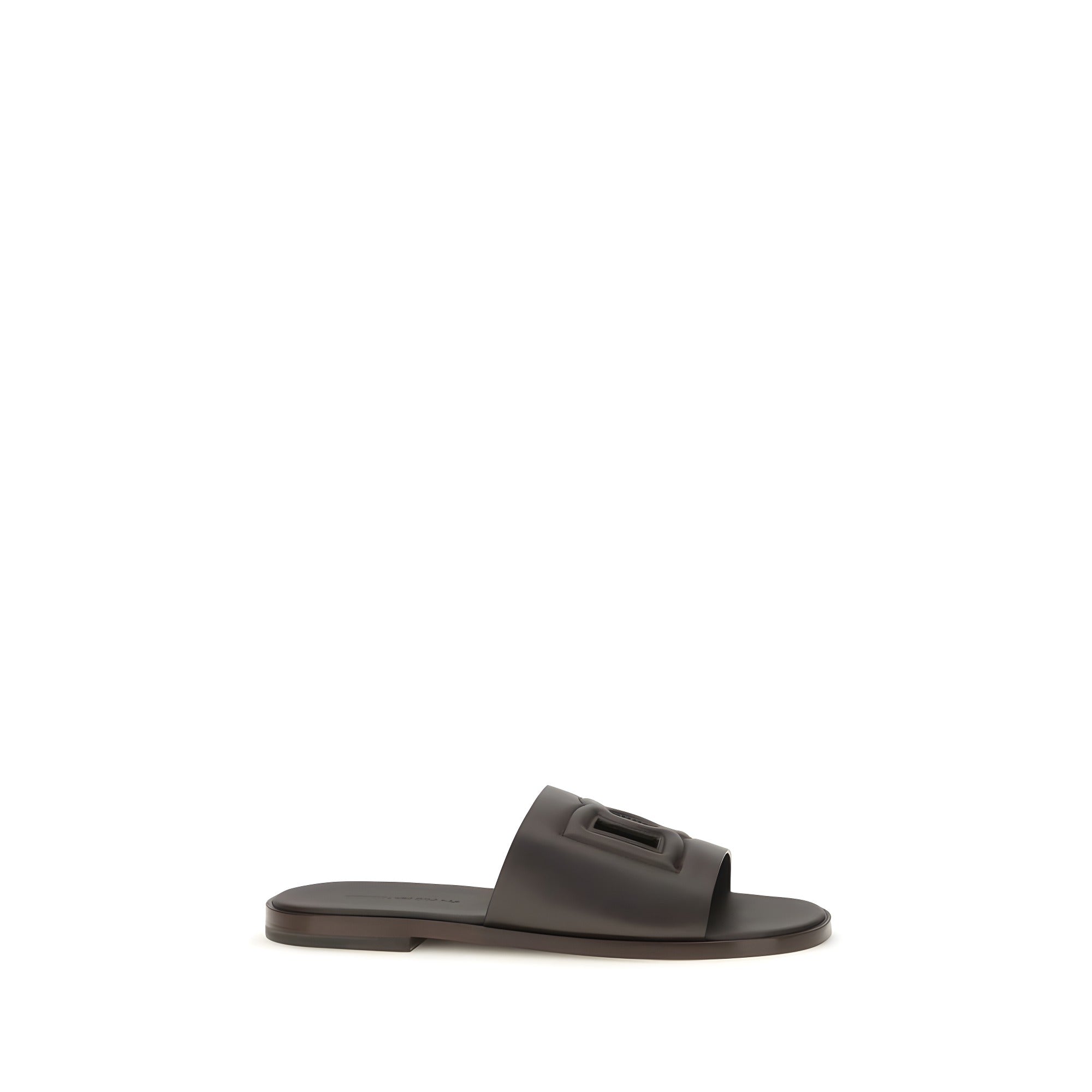 Sandale plate Dolce & Gabbana maro din piele