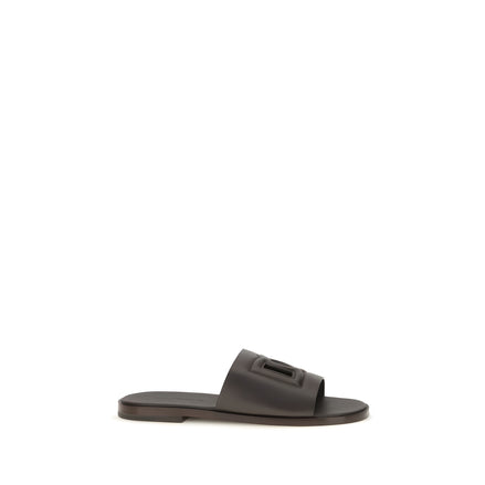 Sandale plate Dolce & Gabbana maro din piele