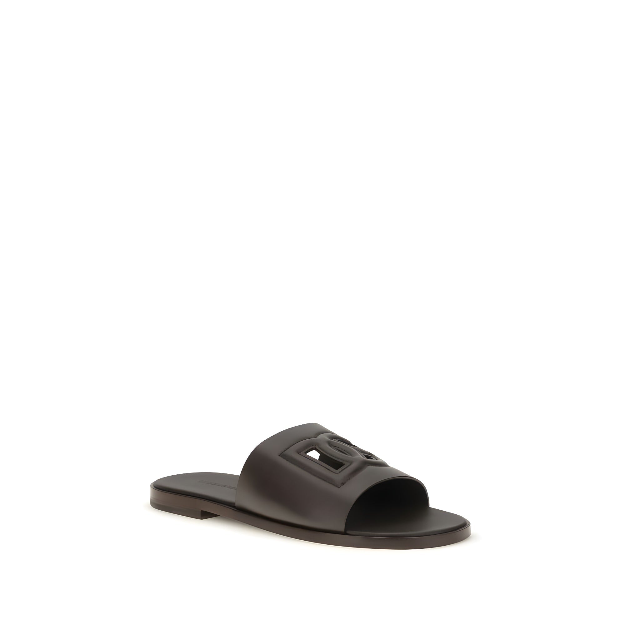 Sandale plate Dolce & Gabbana maro din piele