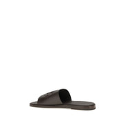 Sandale plate Dolce & Gabbana maro din piele