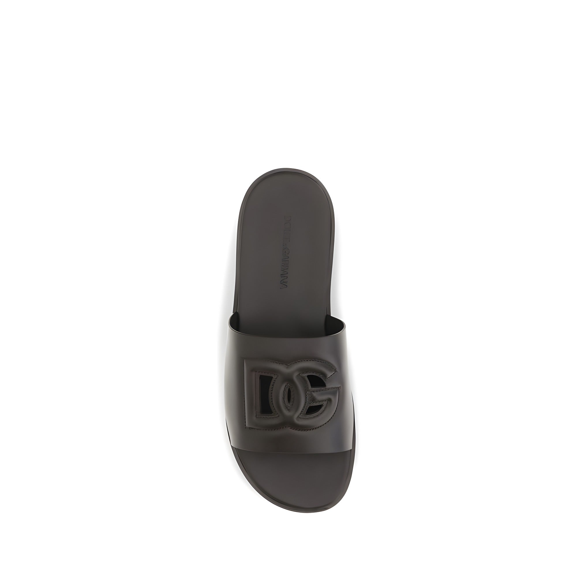 Sandale plate Dolce & Gabbana maro din piele