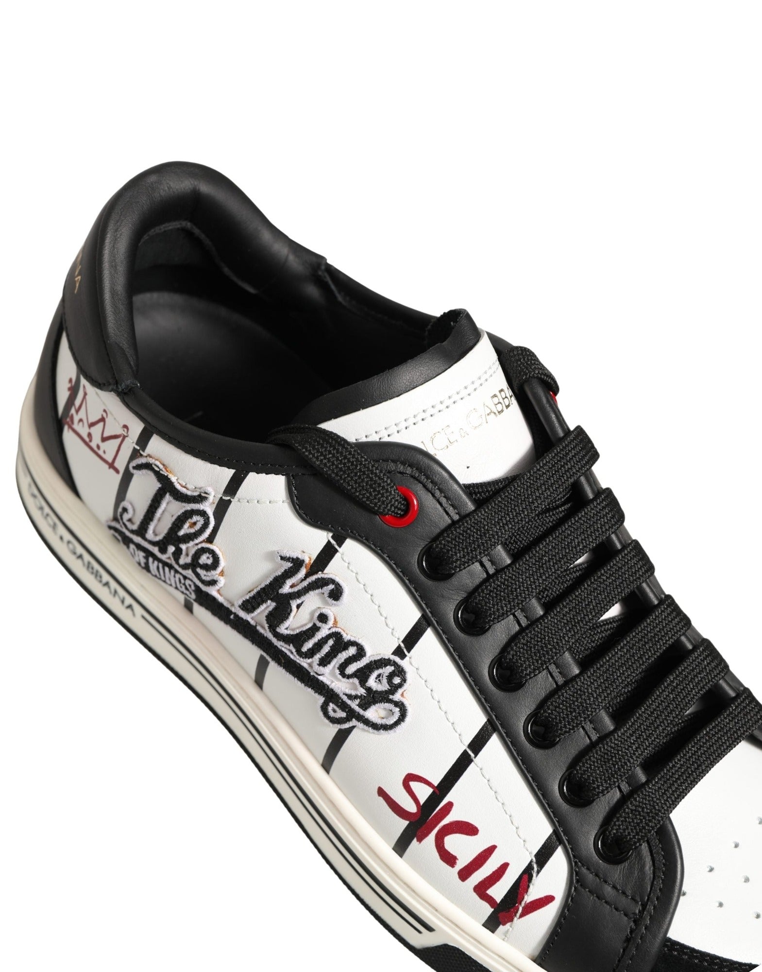 Dolce & Gabbana White Black DG Logo King Patch Low Top Sneakers