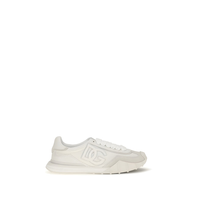 Dolce & Gabbana White Calf Leather Bos Taurus Athletic Sneakers