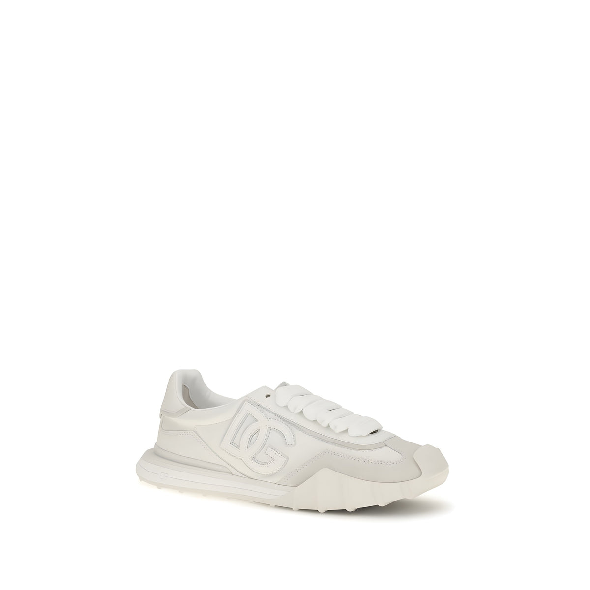 Dolce & Gabbana White Calf Leather Bos Taurus Athletic Sneakers