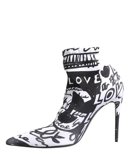 Ghete glezniere Dolce & Gabbana albe din material elastic