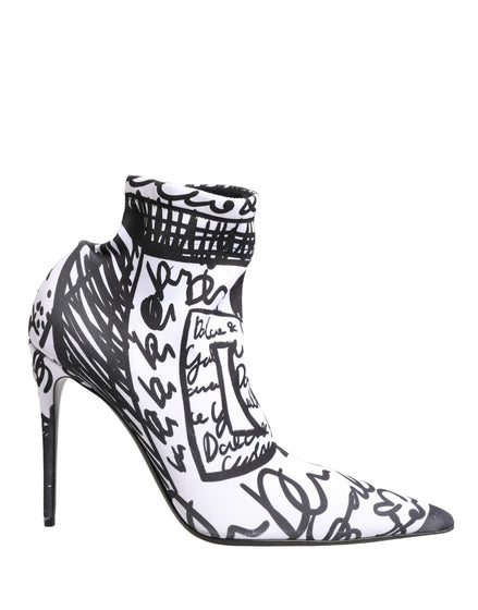 Ghete glezniere Dolce & Gabbana albe din material elastic