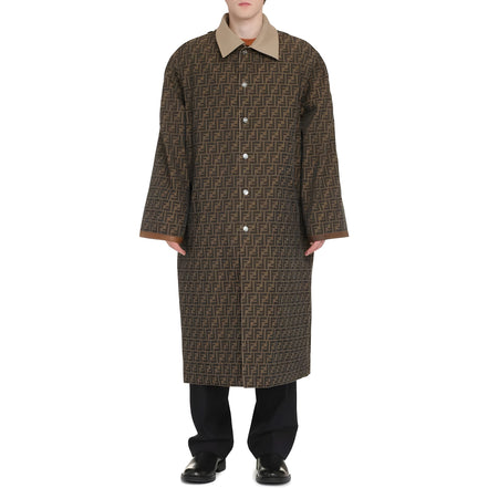 Palton Fendi bej din bumbac