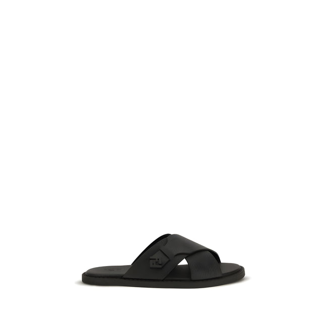 Fendi Black Slide Sandals