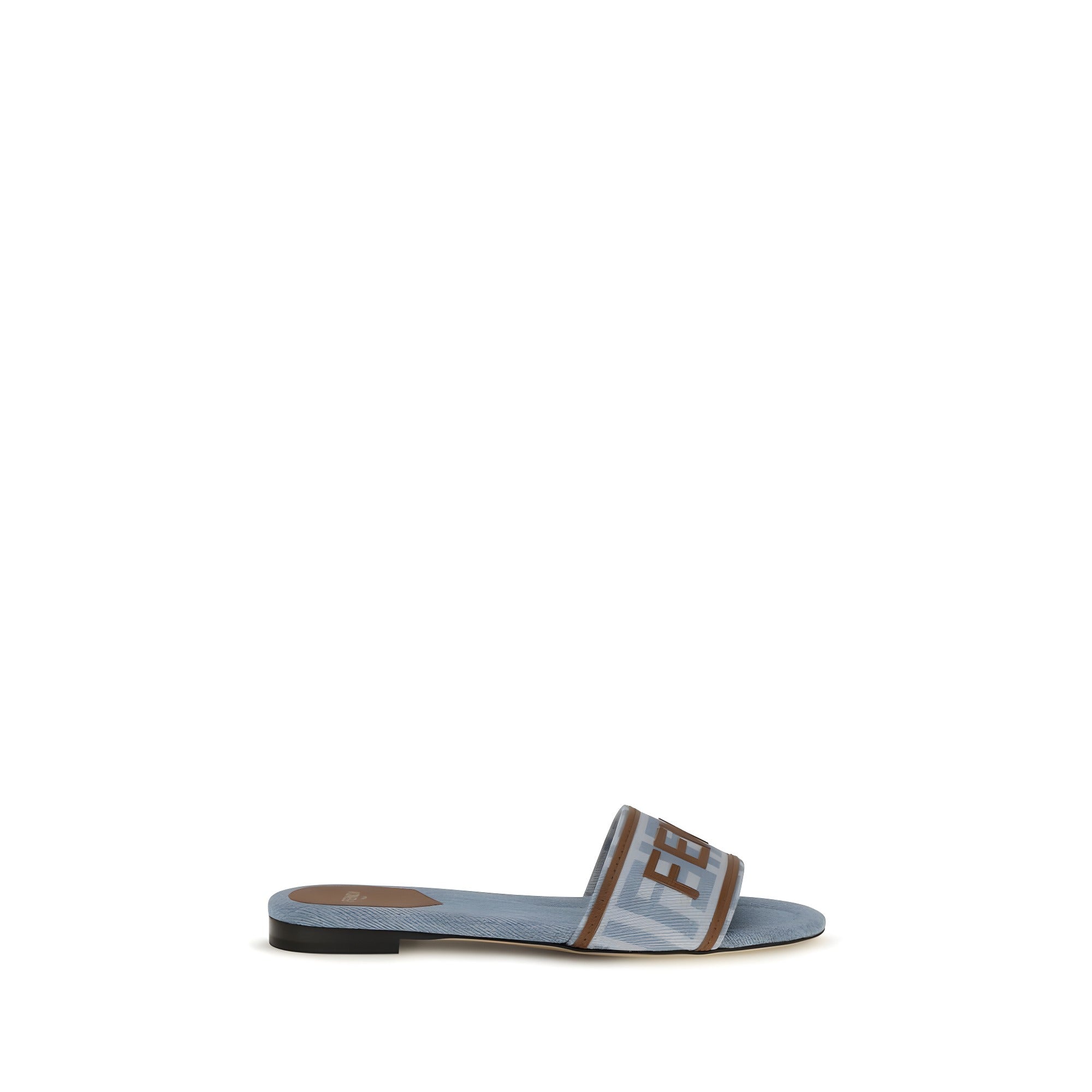 Fendi Blue Cotton Flat Sandals