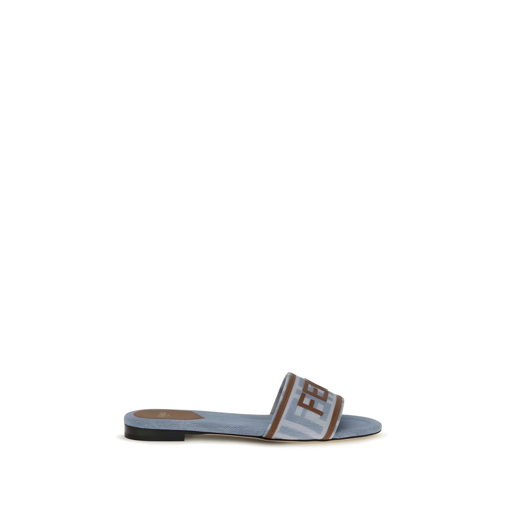 Fendi Blue Cotton Flat Sandals