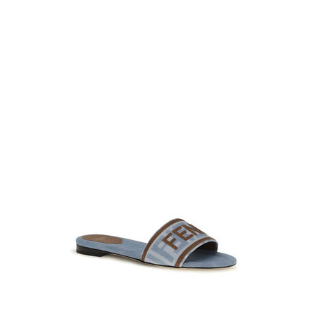 Sandale Fendi bleumarin din bumbac