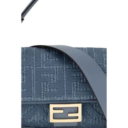 Fendi Blue Raffia Shoulder Bag