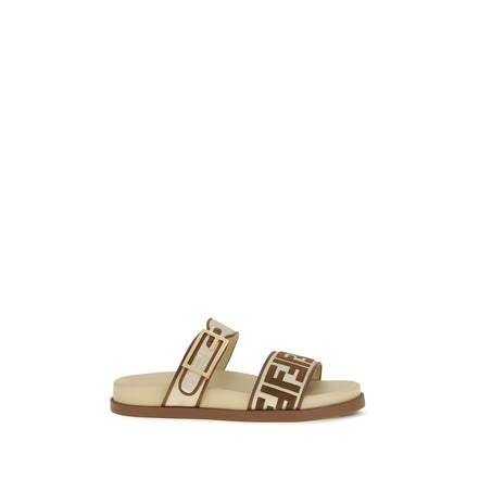 Sandale Fendi plate din rafie maro