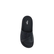 Fendi Gray Fabric Flat Sandals