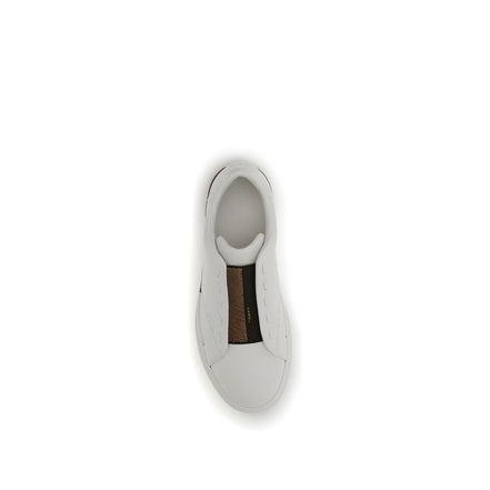 Fendi White Calf Leather Bos Taurus Low Top Sneakers