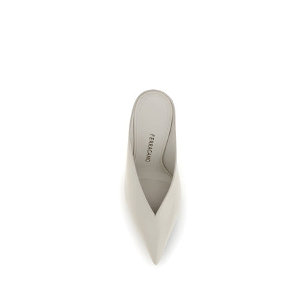 Ferragamo Beige Calf Leather Mules