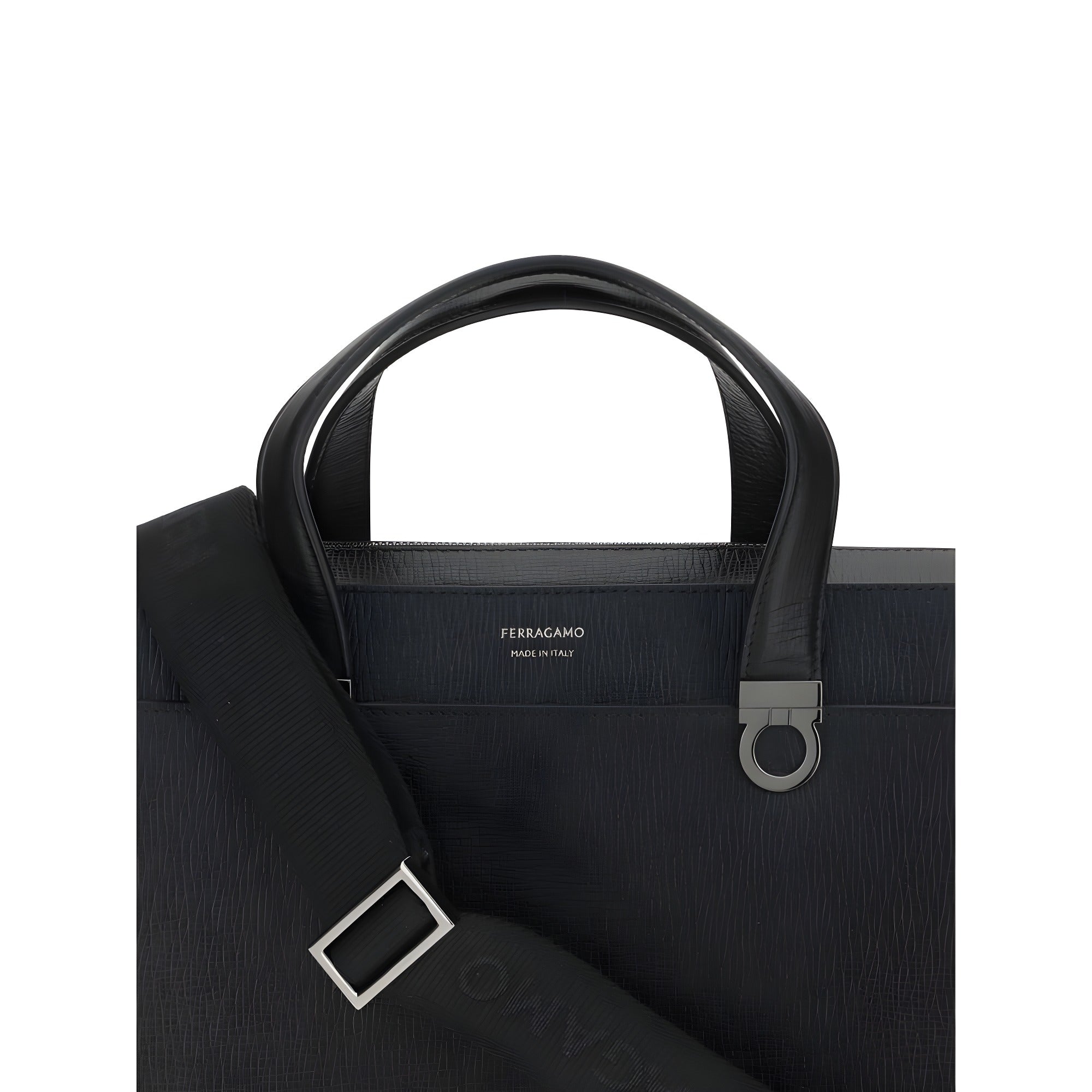 Servietă Ferragamo neagră din piele