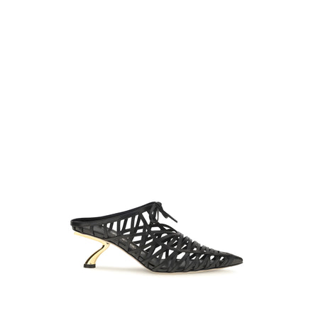 Mules Ferragamo negri din piele