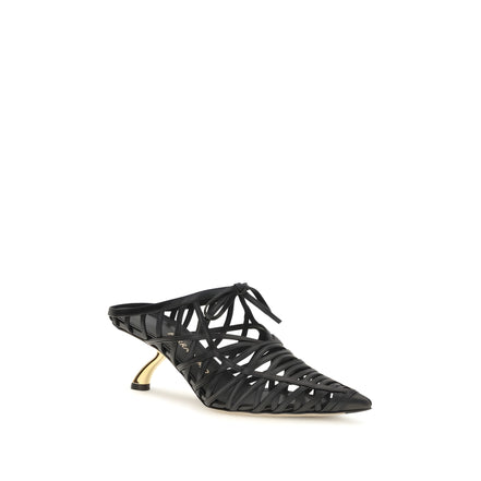 Mules Ferragamo negri din piele