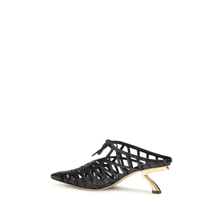 Ferragamo Black Calf Leather Mules