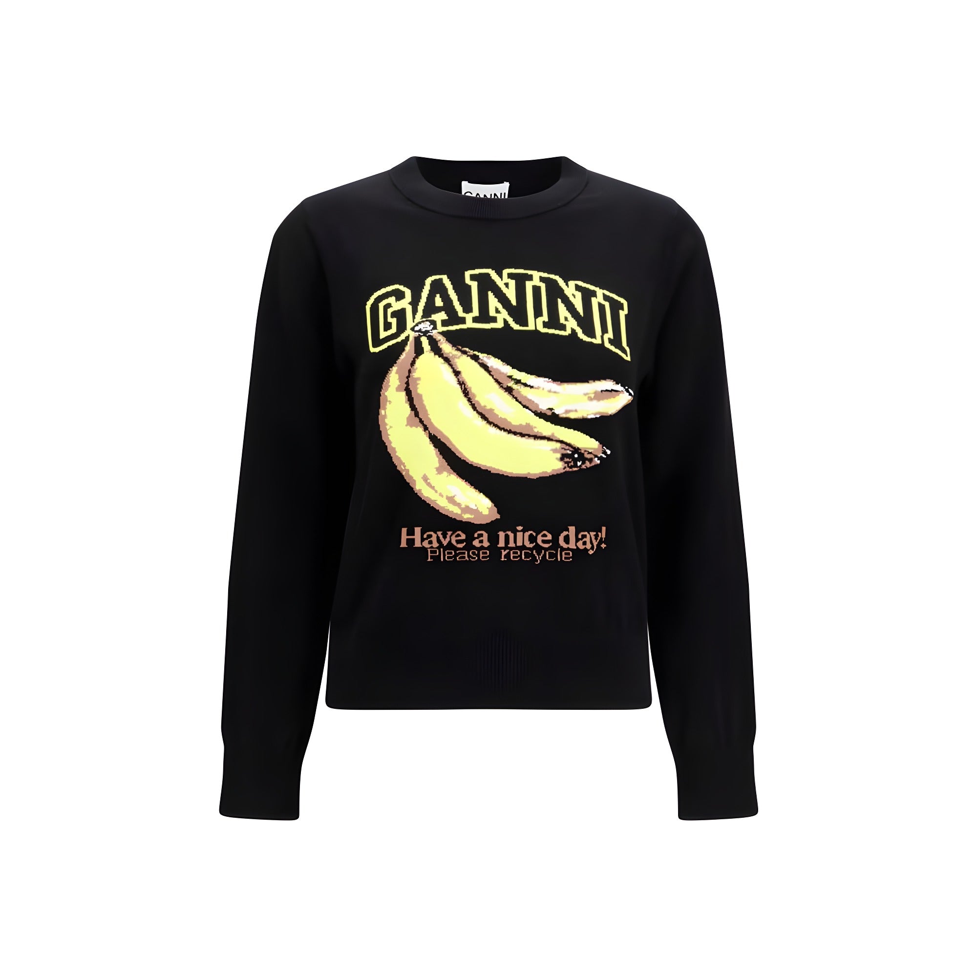 Ganni Black Cotton Sweatshirt