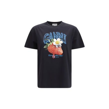 Ganni Black Cotton T-Shirt