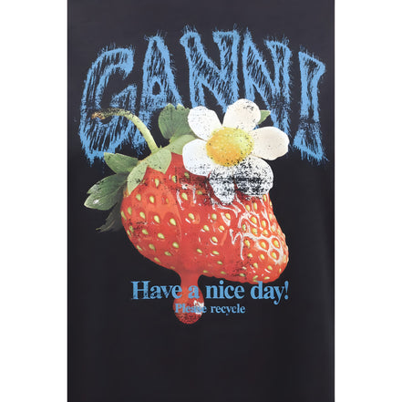 Ganni Black Cotton T-Shirt