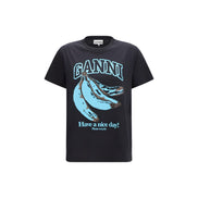 Ganni Black Cotton T-Shirt
