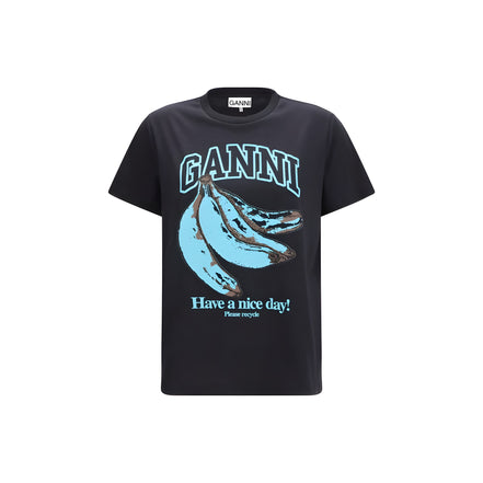 Ganni Black Cotton T-Shirt