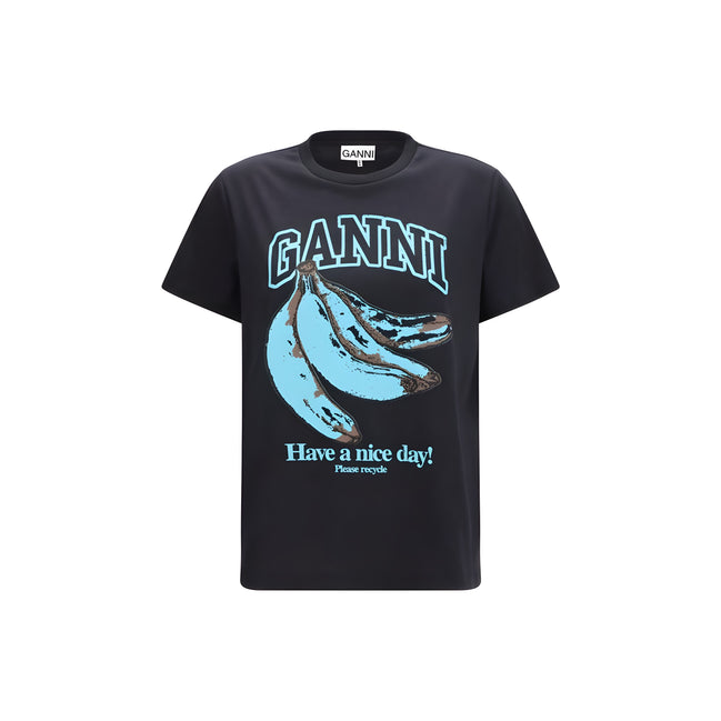Ganni Black Cotton T-Shirt