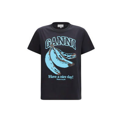 Ganni Black Cotton T-Shirt