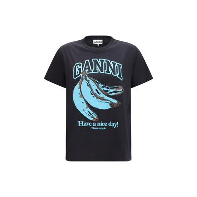 Ganni Black Cotton T-Shirt