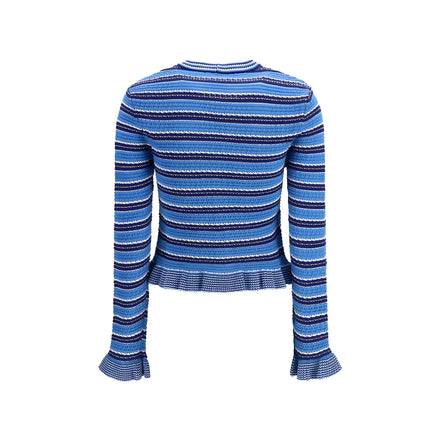 Ganni Blue Cotton Cardigan