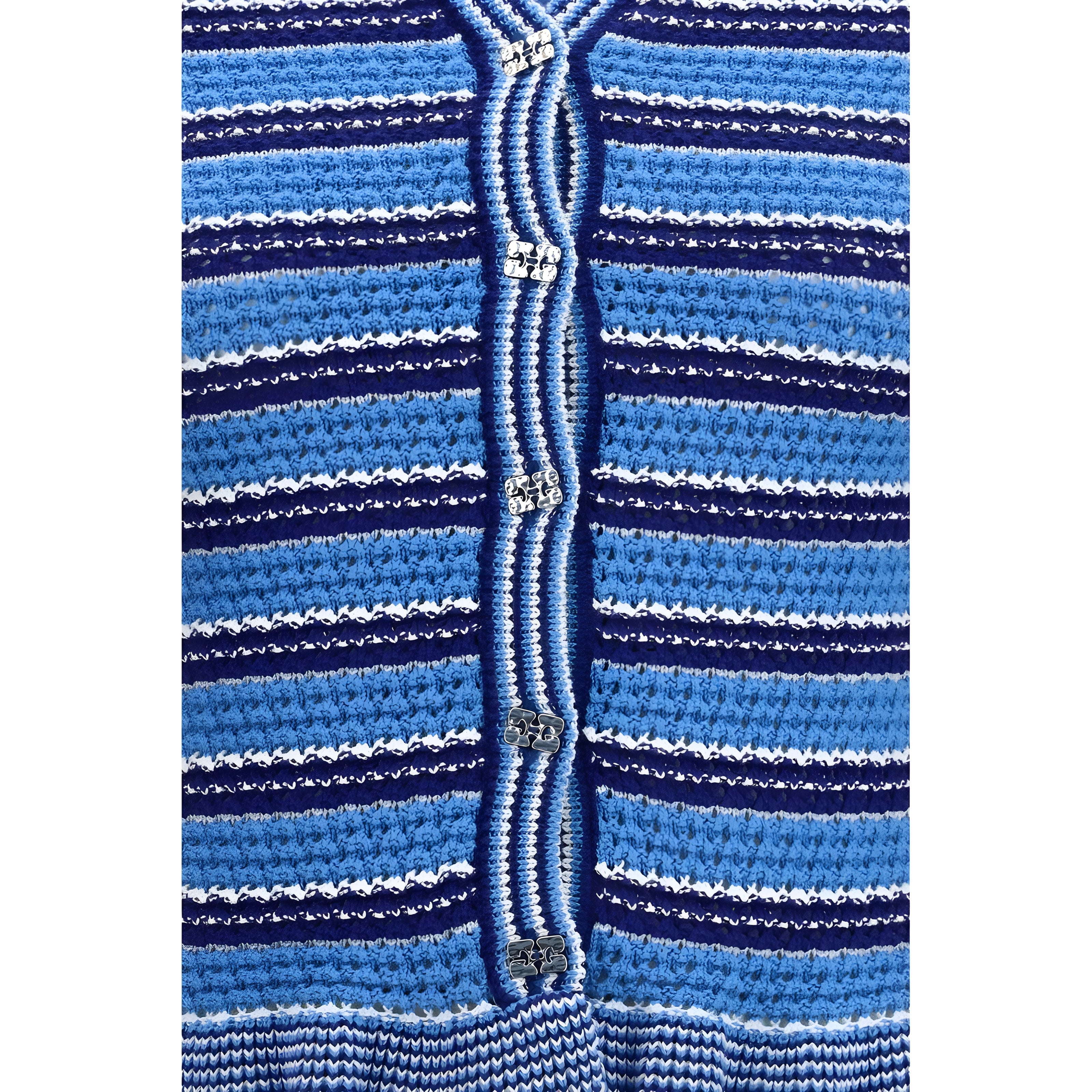 Ganni Blue Cotton Cardigan