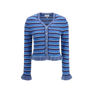 Ganni Blue Cotton Cardigan
