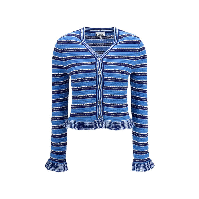 Ganni Blue Cotton Cardigan
