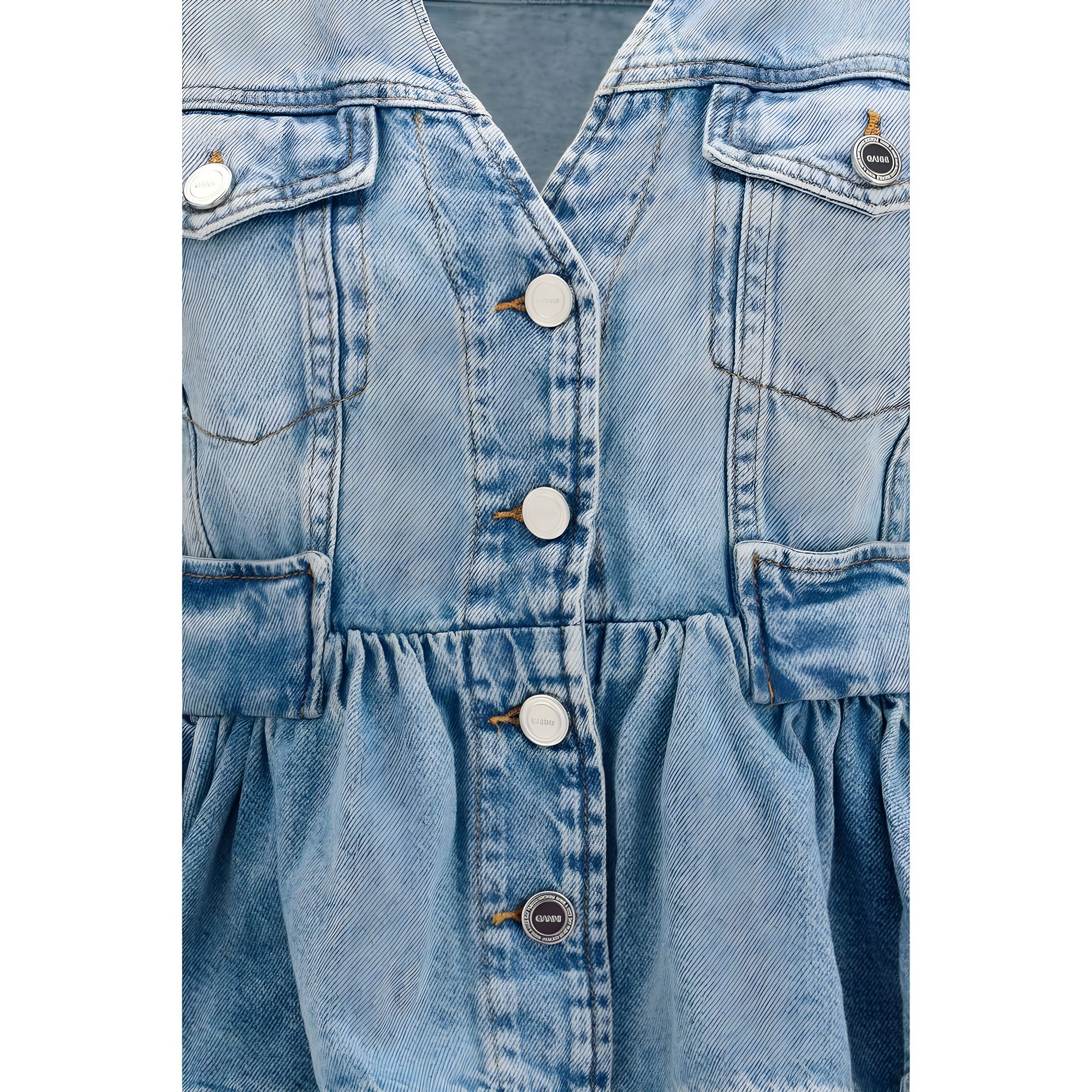 Jachetă Ganni din denim de bumbac albastru