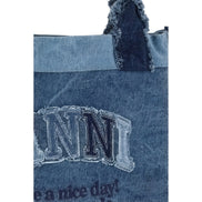 Ganni Blue Cotton Shoulder Bag