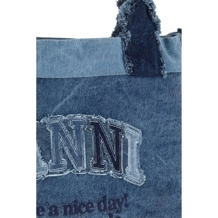 Ganni Blue Cotton Shoulder Bag