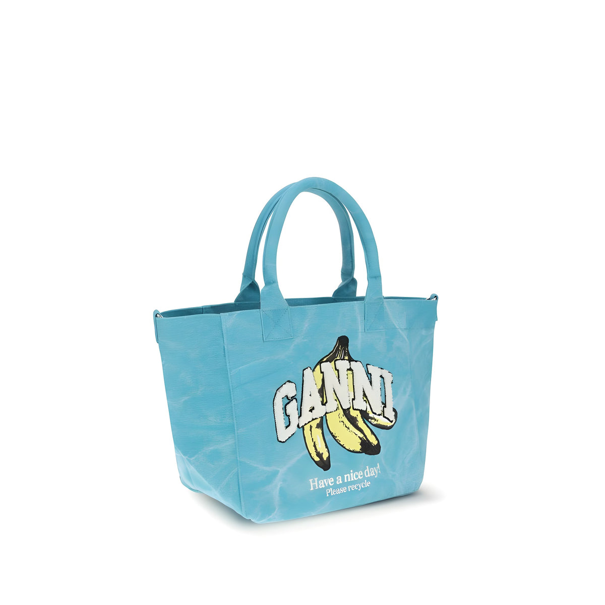 Ganni Blue Recycled Cotton Shoulder Bag