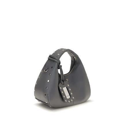 Ganni Gray Leather Shoulder Bag