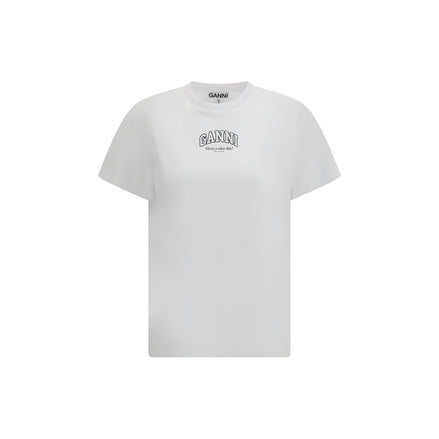 Tricou Ganni alb din bumbac