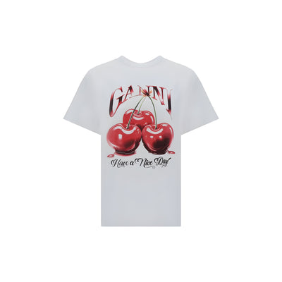 Ganni White Cotton T-Shirt