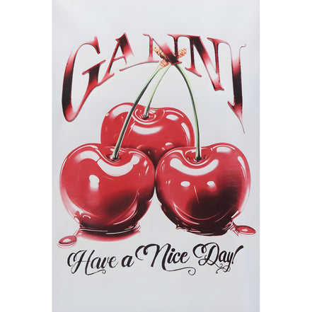 Ganni White Cotton T-Shirt