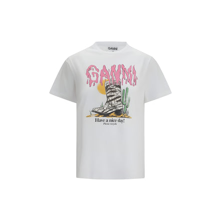 Tricou Ganni din bumbac alb