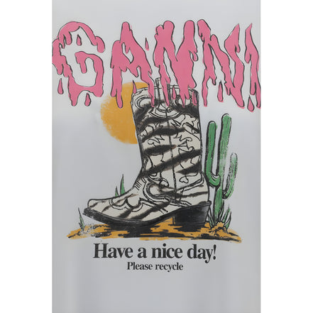 Tricou Ganni din bumbac alb