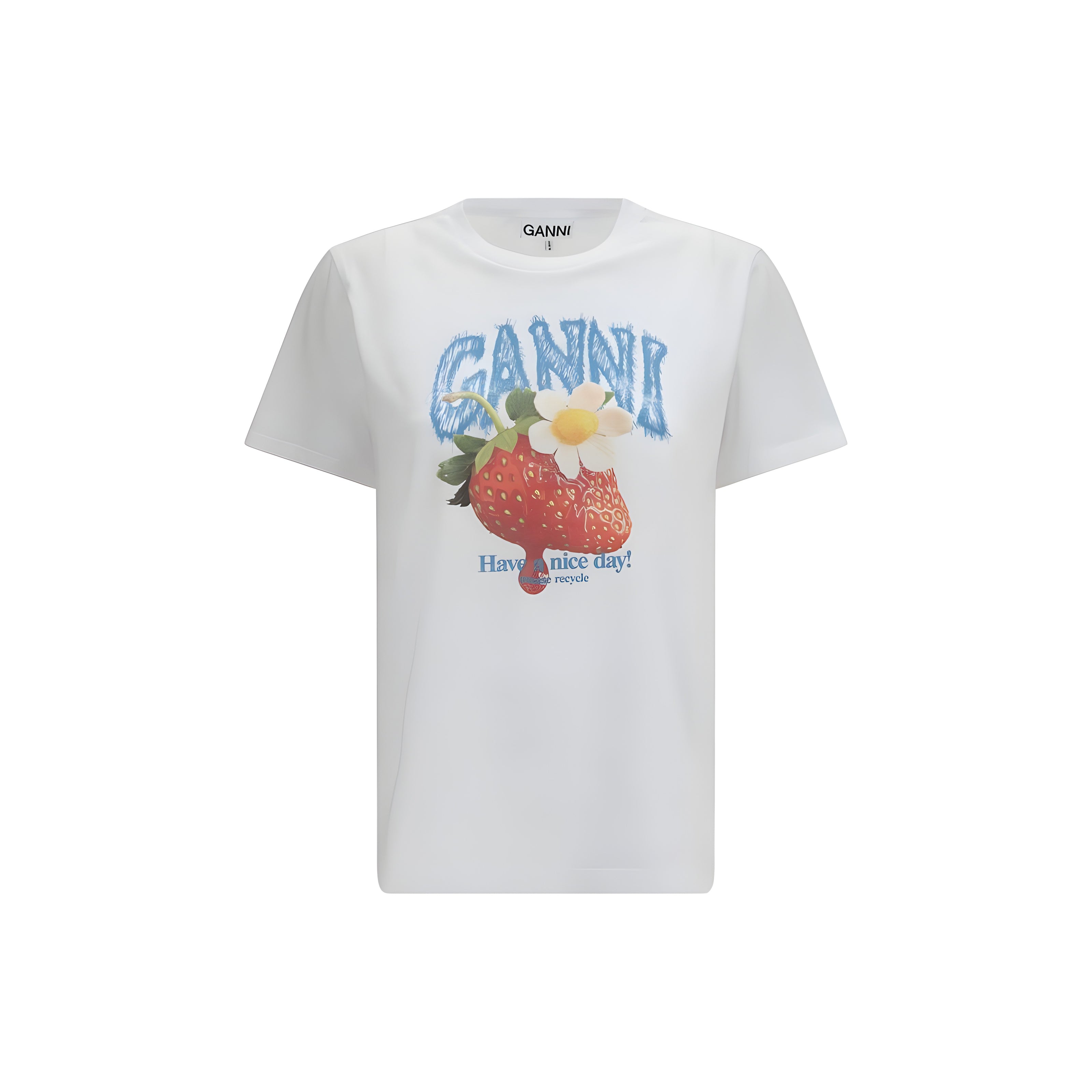 Tricou Ganni alb din bumbac